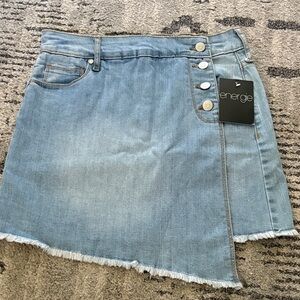 Energie Asymmetrical Denim Skirt - Light Blue